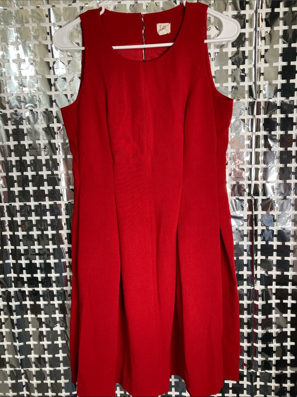 LOFT Red Sleeveless Midi Pleated A-Line Dress